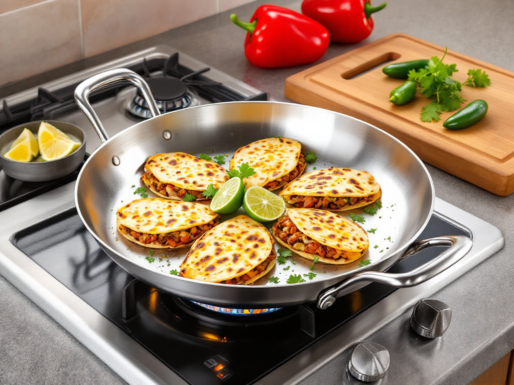 Stainless Steel Comal Pan with Tacos