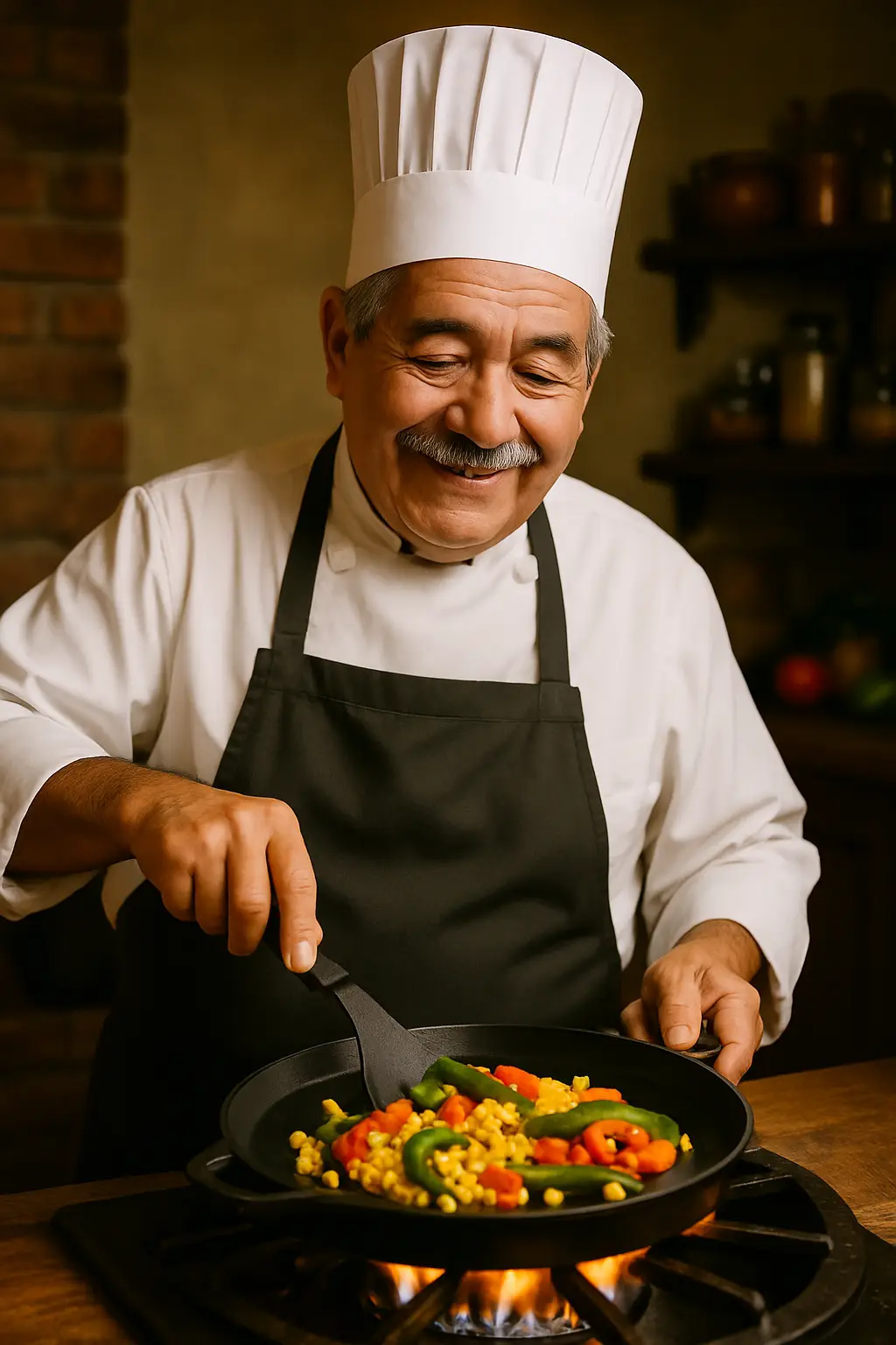Taco Tony preparing tacos on a traditional comal pan